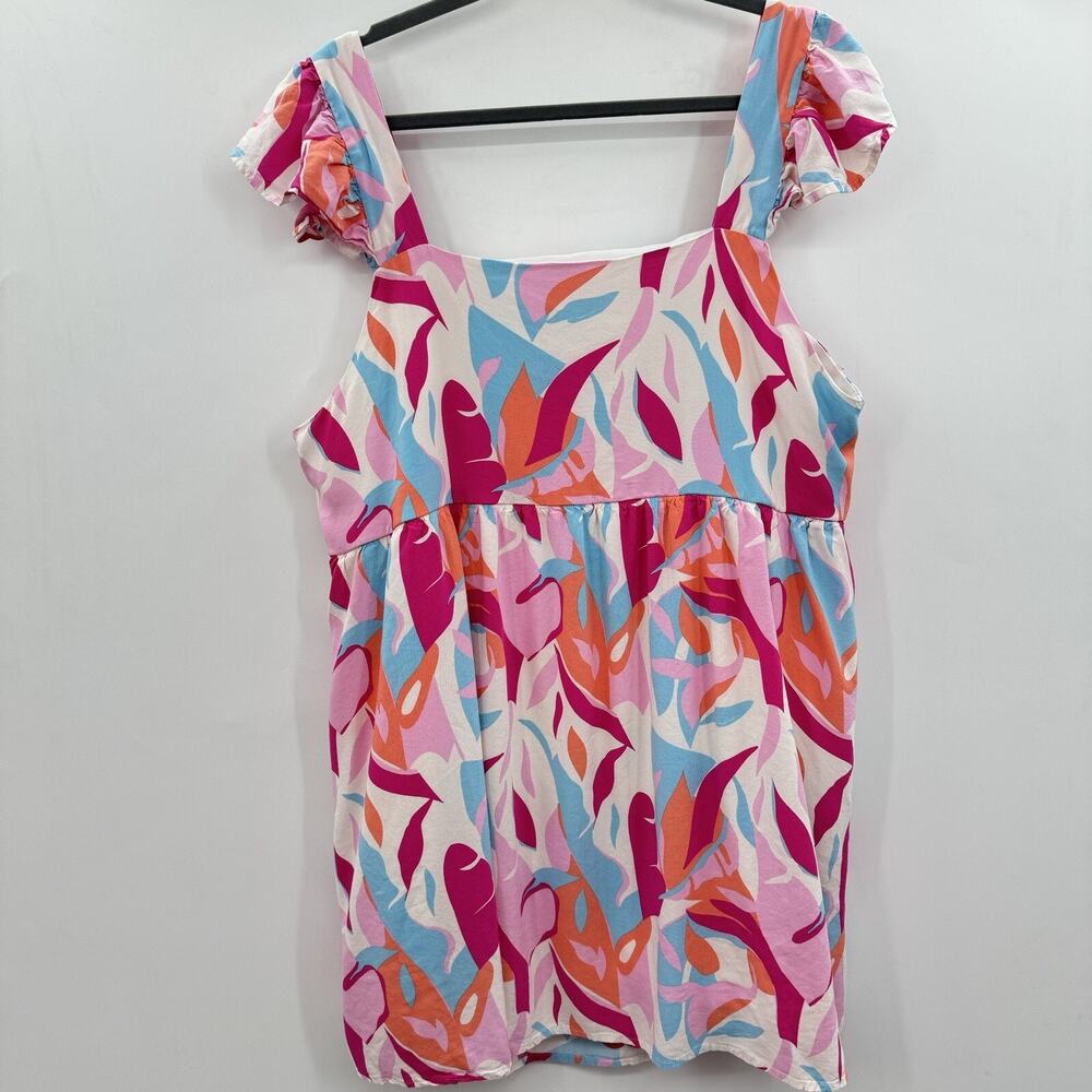 Emily Wonder Adria Embroidered Floral Mini Dress Size 2X Pink Feminine Beach - Picture 2 of 11